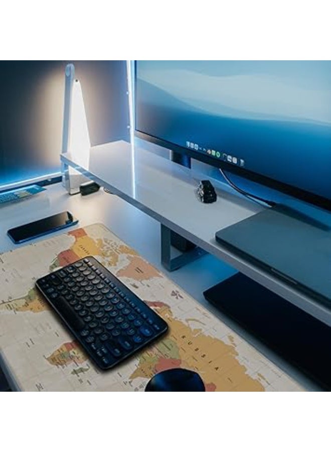 Desk Mat, Yellow Vintage World Map Extended Gaming Mouse Pad Large, 35.4"x15.7" Big Mouse Pad with Non-Slip Base and Stitched Edge, Long Computer Keyboard Mouse Mat for Home Office Work - Image 3