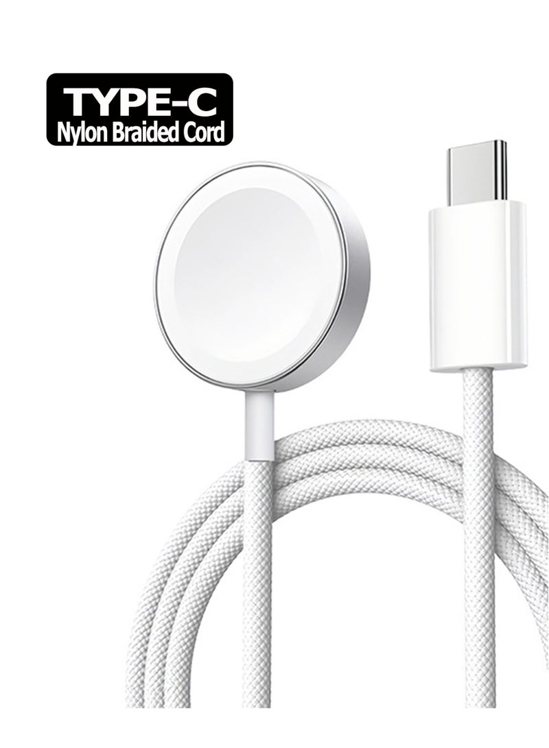 Youque Fast 5W for Apple Watch Charger USB C Fast Charging iWatch Charger Magnetic Wireless, Nylon Braided Cord, Prevents Bending and Cracking, Compatible with iWatch Ultra 3/2/1, Series 11/10/9/8/7/6/5/4/3/2/1, SE 3/2/1 (cable is only suitable for the original Apple Watch - Image 1