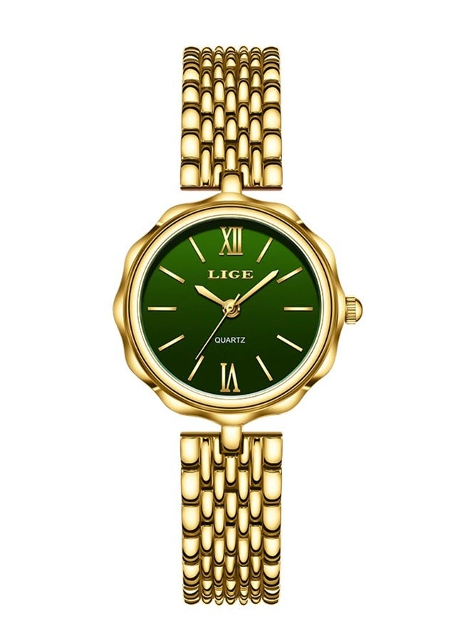LIGE ​​LIGE Women's Fashion Watch - Gold-Tone Stainless Steel Strap with Green Dial, Mini Bracelet Design, Modern Luxe Style for Daily & Special Occasions​​  - Image 1