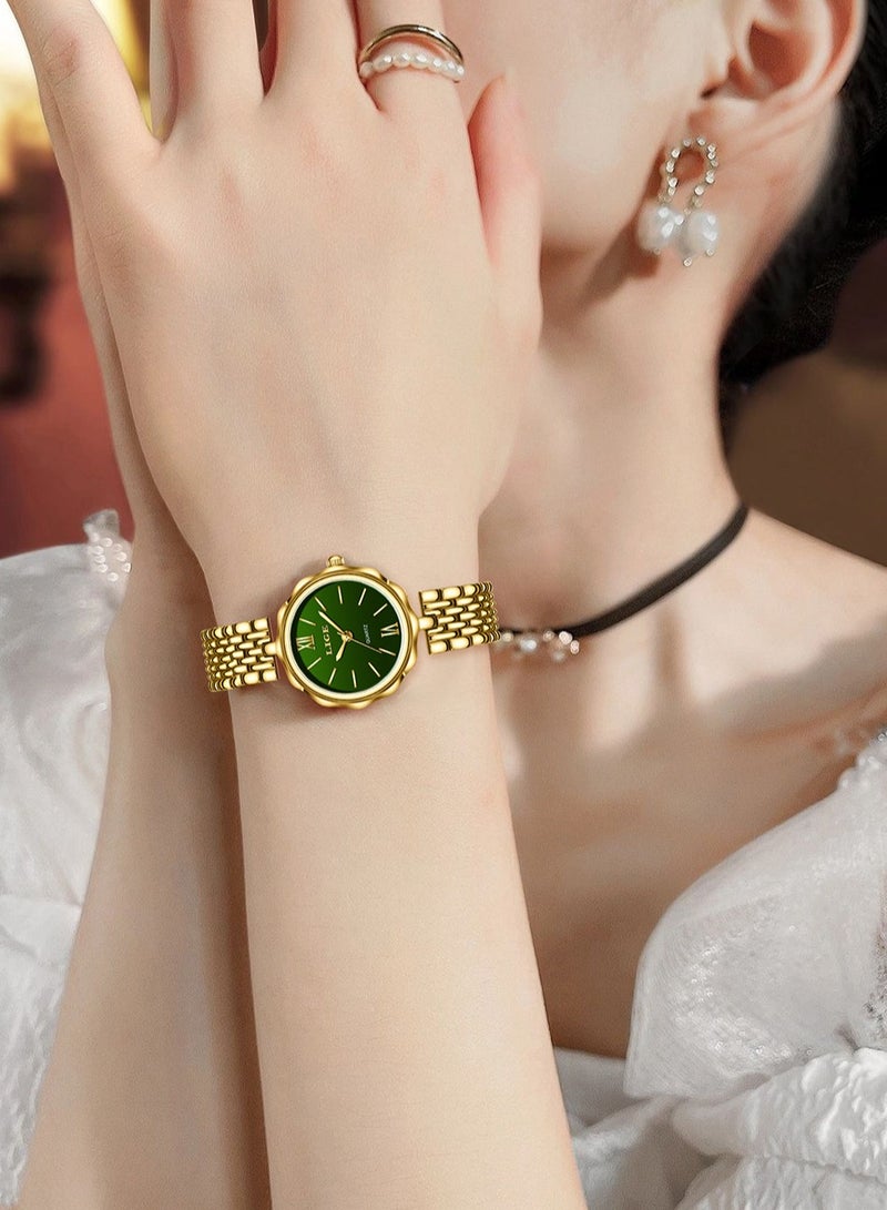 LIGE ​​LIGE Women's Fashion Watch - Gold-Tone Stainless Steel Strap with Green Dial, Mini Bracelet Design, Modern Luxe Style for Daily & Special Occasions​​  - Image 5