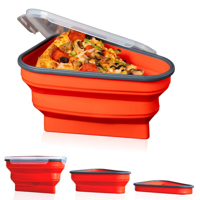 Genaric Silicone Pizza Storage Container | Pizza Container Collapsible Box with 5 Serving Trays | Adjustable Pizza Slice Container
