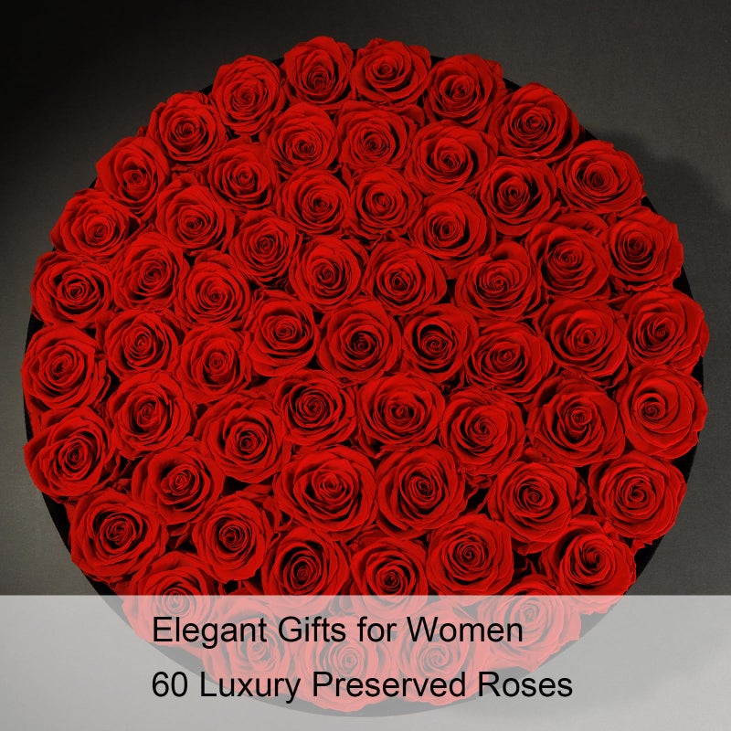 NATROSES Gifts for Women â€“ NATROSES 60 Preserved Roses in Luxury Black Velvet Box, Preserved Flowers for Delivery Gift for Her, Elegant Rose for Birthday, Motherâ€™s Day, Christmas (Red) - Image 4