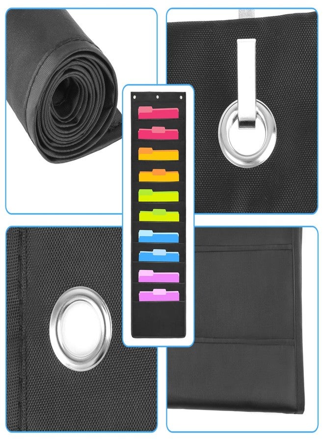HAOHAN 10 Pockets Over Door Hanging Wall File Organizer, Oxford Cloth Storage Pocket Chart for Magazines, Pens, File Folders in Office and School - Image 3