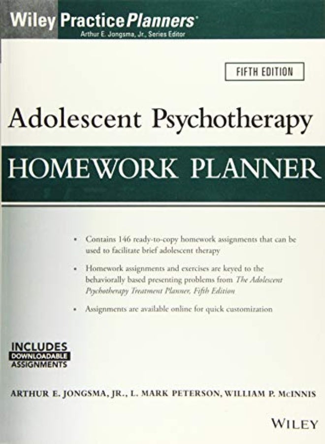 Adolescent Psychotherapy Homework Planner by Jongsma, Arthur E., Jr. - Peterson, L. Mark - McInnis, William P. Paperback 