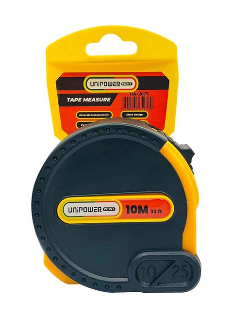 Heavy Duty Auto Lock Steel Measure Tape HA-2075, 10 meter Retractable Self Lock Measuring Tape, Easy to Read Measurement in Inch Feet Meters CMS & MMS