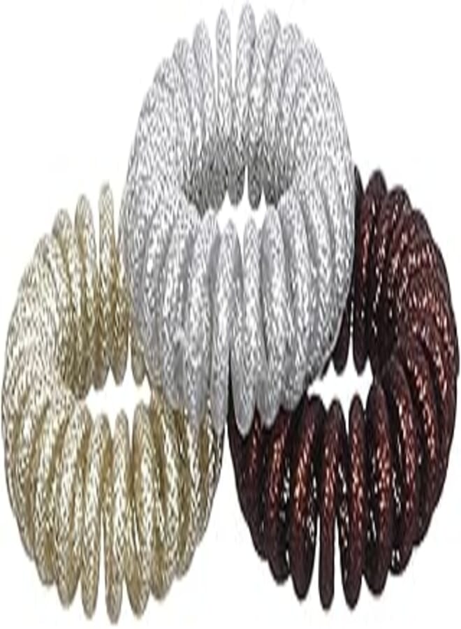 Titania Glitter Metallic Hair Ties - Multicolor, 3 Pieces