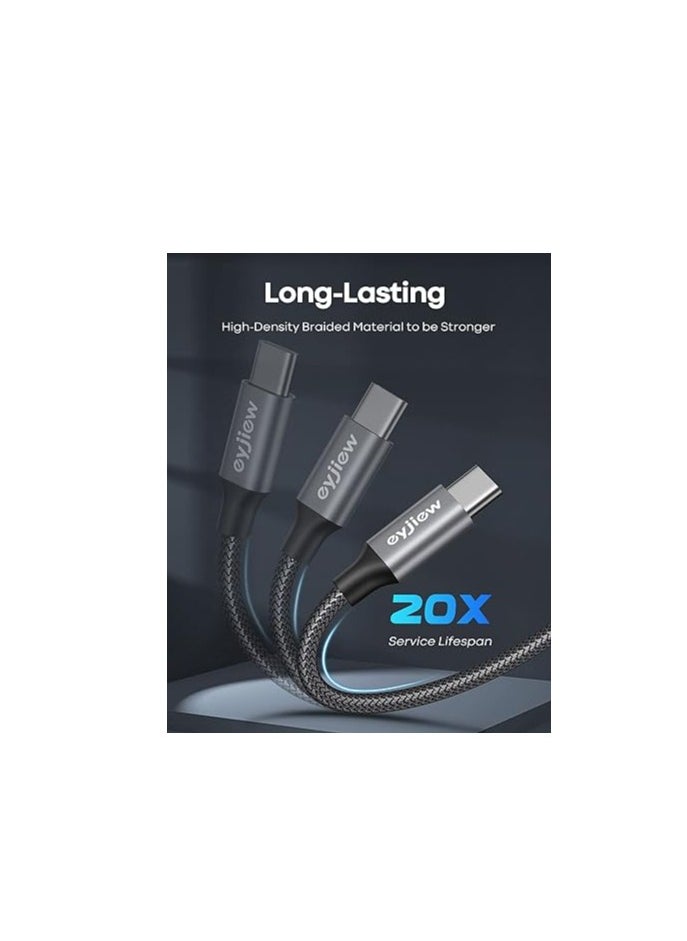 ماركة غير محددة - كابل قصير من USB C إلى USB C بطول 2 قدم [عبوة من قطعتين]، سلك شحن سريع PD من النوع C إلى C بقوة 60 وات لهاتف Samsung Galaxy S22+ S22 Ultra S21+ S21 Ultra S20 S20+ A73 A71 A53، Pixel، شاحن السيارة وأجهزة USB C الأخرى - Image 1