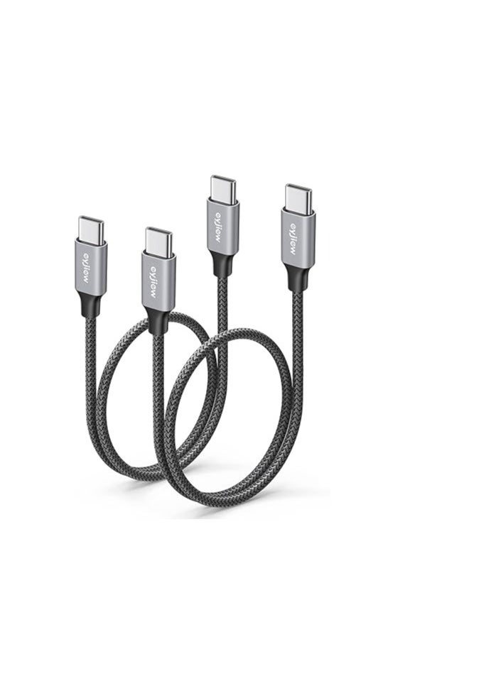 ماركة غير محددة - كابل قصير من USB C إلى USB C بطول 2 قدم [عبوة من قطعتين]، سلك شحن سريع PD من النوع C إلى C بقوة 60 وات لهاتف Samsung Galaxy S22+ S22 Ultra S21+ S21 Ultra S20 S20+ A73 A71 A53، Pixel، شاحن السيارة وأجهزة USB C الأخرى - Image 1