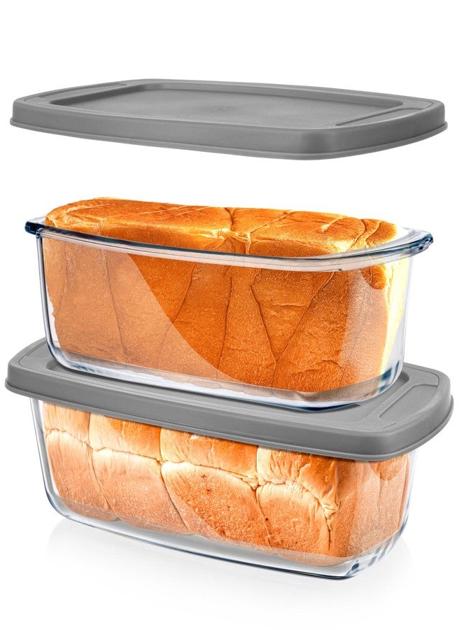BAKEWAY Loaf Pans for Baking Bread with Lids Large 1800 ML/1.9 Qt Baking Dish With Lid Baking Set, Meatloaf Pan Set, Loaf Pan For Baking Bread, toast, Cakes, Oven Pan, Banana Bread Pan - 2Pcs - Image 1