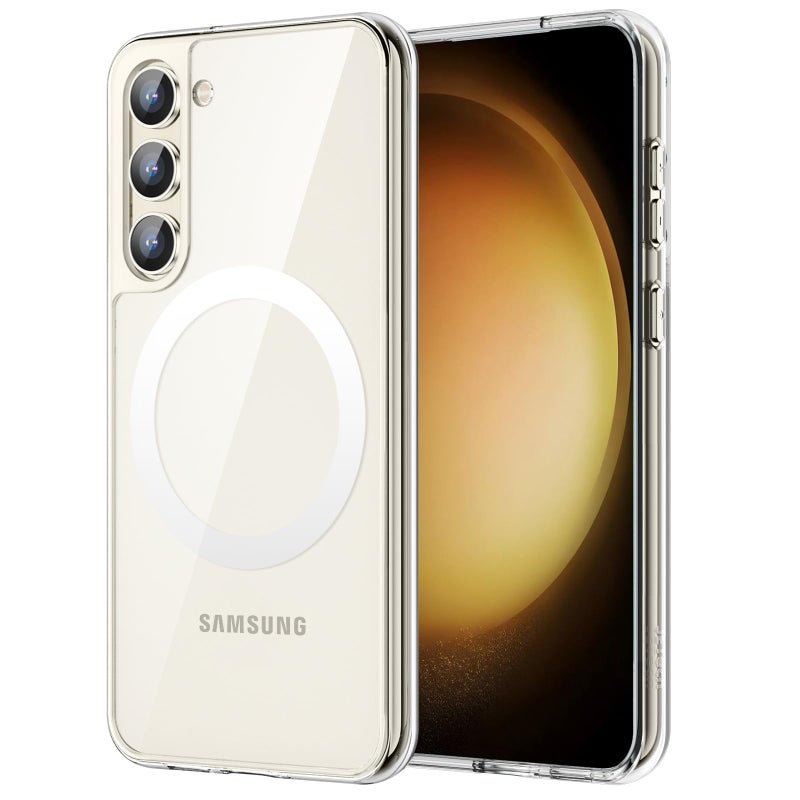JETech Magnetic Case for Samsung Galaxy S23 61Inch Compatible with MagSafe Shockproof Protective Phone Cover NonYellowing Hard Clear PC Back Clear - Image 2
