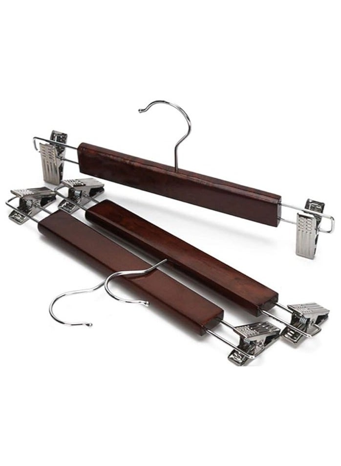 Natural Brown 20 Pack Clip Hanger for Kids Solid Wood Trousers Skirts Bottom Pants Hanger with 2 Clips - Image 1