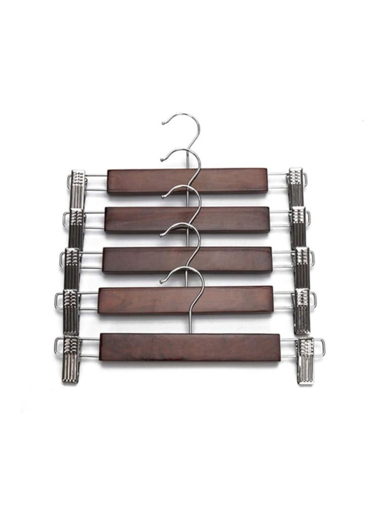 Natural Brown 20 Pack Clip Hanger for Kids Solid Wood Trousers Skirts Bottom Pants Hanger with 2 Clips - Image 2