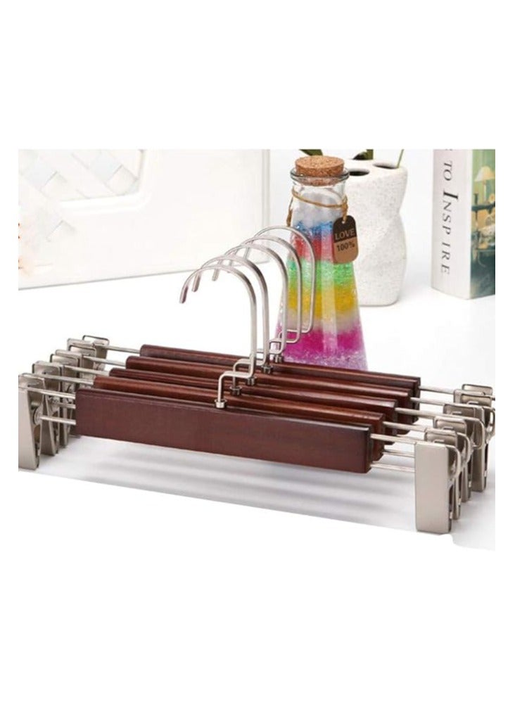 Natural Brown 20 Pack Clip Hanger for Kids Solid Wood Trousers Skirts Bottom Pants Hanger with 2 Clips - Image 3