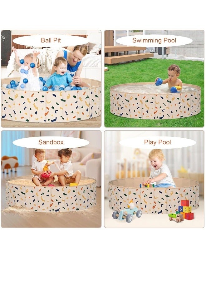 حفرة كرة أطفال قابلة للطي مع حوض رمل ومسبح الرمل المتكامل - مسبح اطفال صغير محمول يعمل كصندوق رمل للاطفال وحوض رمال للاطفال مع حاجز رمل مثبت - Image 2
