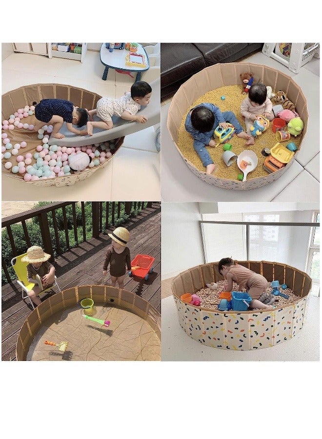حفرة كرة أطفال قابلة للطي مع حوض رمل ومسبح الرمل المتكامل - مسبح اطفال صغير محمول يعمل كصندوق رمل للاطفال وحوض رمال للاطفال مع حاجز رمل مثبت - Image 3