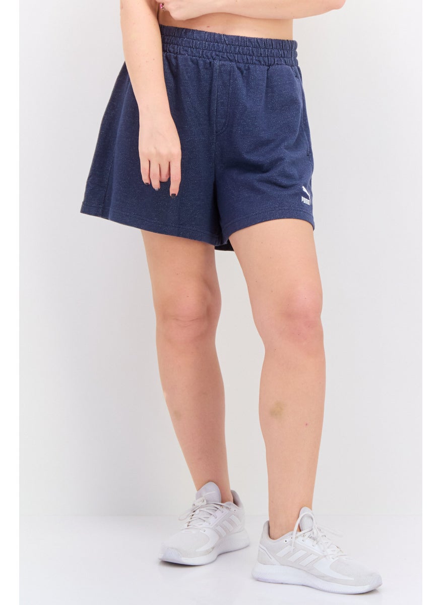 PUMA Women Sportswear Fit Embroidered Logo Training Shorts, Navy Blue  - Image 1