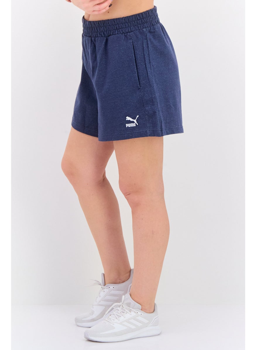 PUMA Women Sportswear Fit Embroidered Logo Training Shorts, Navy Blue  - Image 3