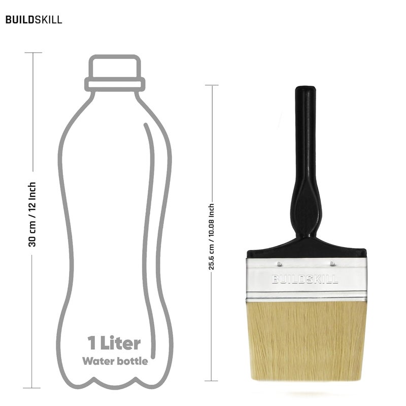 BUILDSKILL طقم فرشاة طلاء 2 قطعة | حجم 4" | فرشاة طلاء شعيرات ناعمة للجدران | طقم فرش طلاء متين وسميك للنوافذ والأبواب | لمسة نهائية سلسة | فرش طلاء للاستخدام الشخصي والمهني - Image 2