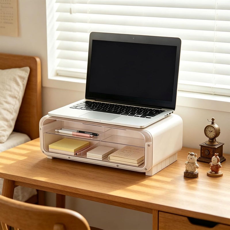 Computer Monitor Stand with USB Powered Lights and Multiple Sections to Arrange Desk Accessories and Miniatures USB Powered Monitor Elevator - Image 5