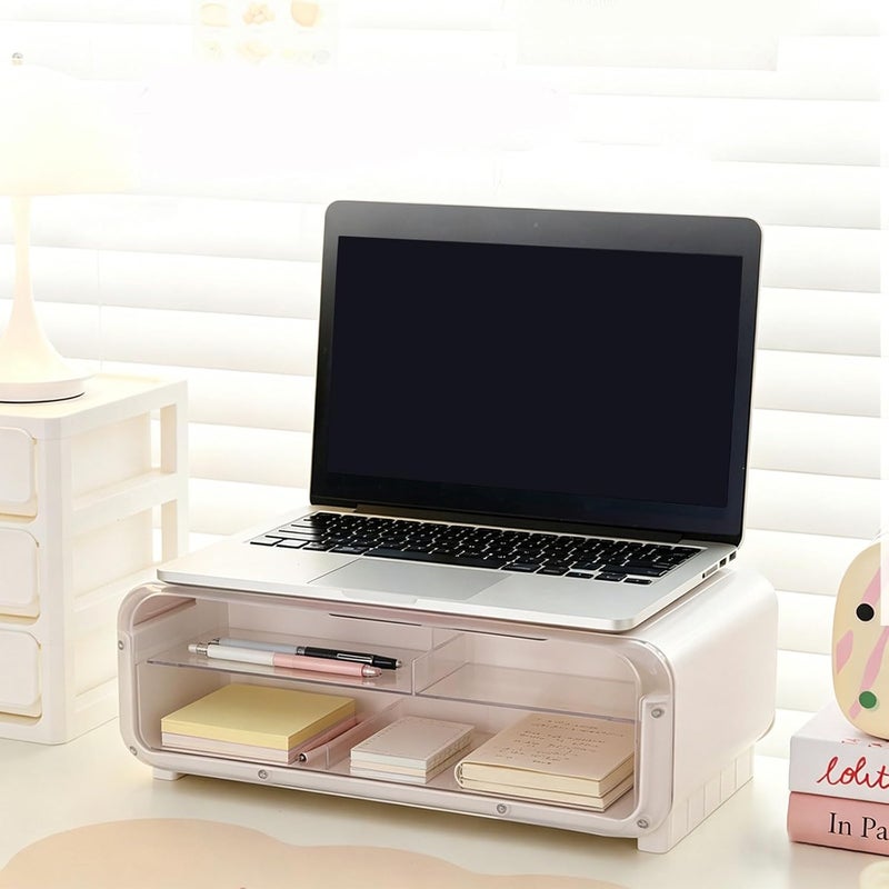 Computer Monitor Stand with USB Powered Lights and Multiple Sections to Arrange Desk Accessories and Miniatures USB Powered Monitor Elevator - Image 2