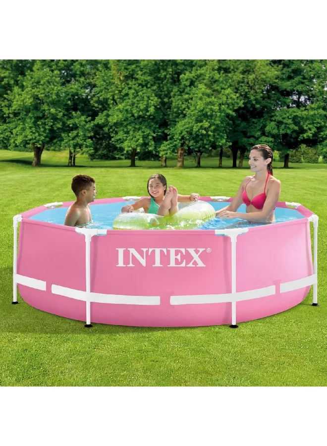 INTEX Metal Frame PVC Round Kiddie Pool Pink and White 2.44 m x 76 cm INT28290