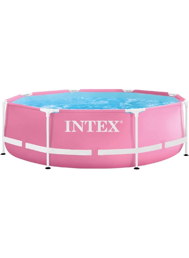 انتكس حوض سباحة للأطفال بأطار معدني من بي في سي بمقدمة مستديرة بلونين وردي وأبيض وبأبعاد  2.44 م × 76 سم  INT282902 - Image 1