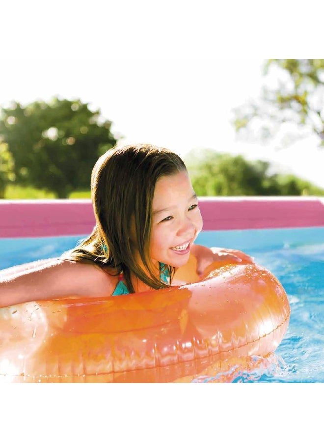 انتكس حوض سباحة للأطفال بأطار معدني من بي في سي بمقدمة مستديرة بلونين وردي وأبيض وبأبعاد  2.44 م × 76 سم  INT282902 - Image 3