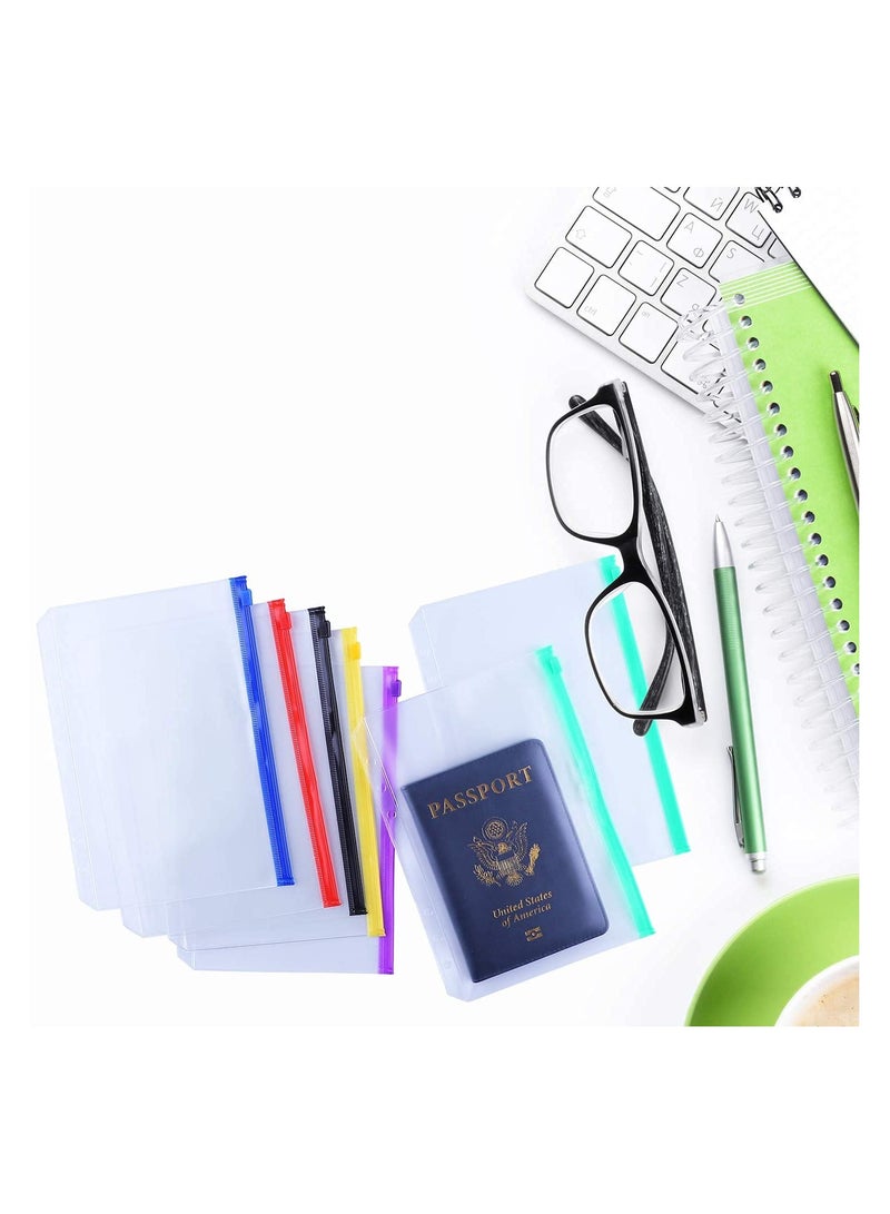 12 Pcs A5 Size Waterproof PVC Binder Pouches with 6 Holes, Zipper Closure, Multicolor Document Filing Bags for 6 Ring Notebook Binder, Perfect for Organizing Loose Leaf Papers - Image 3