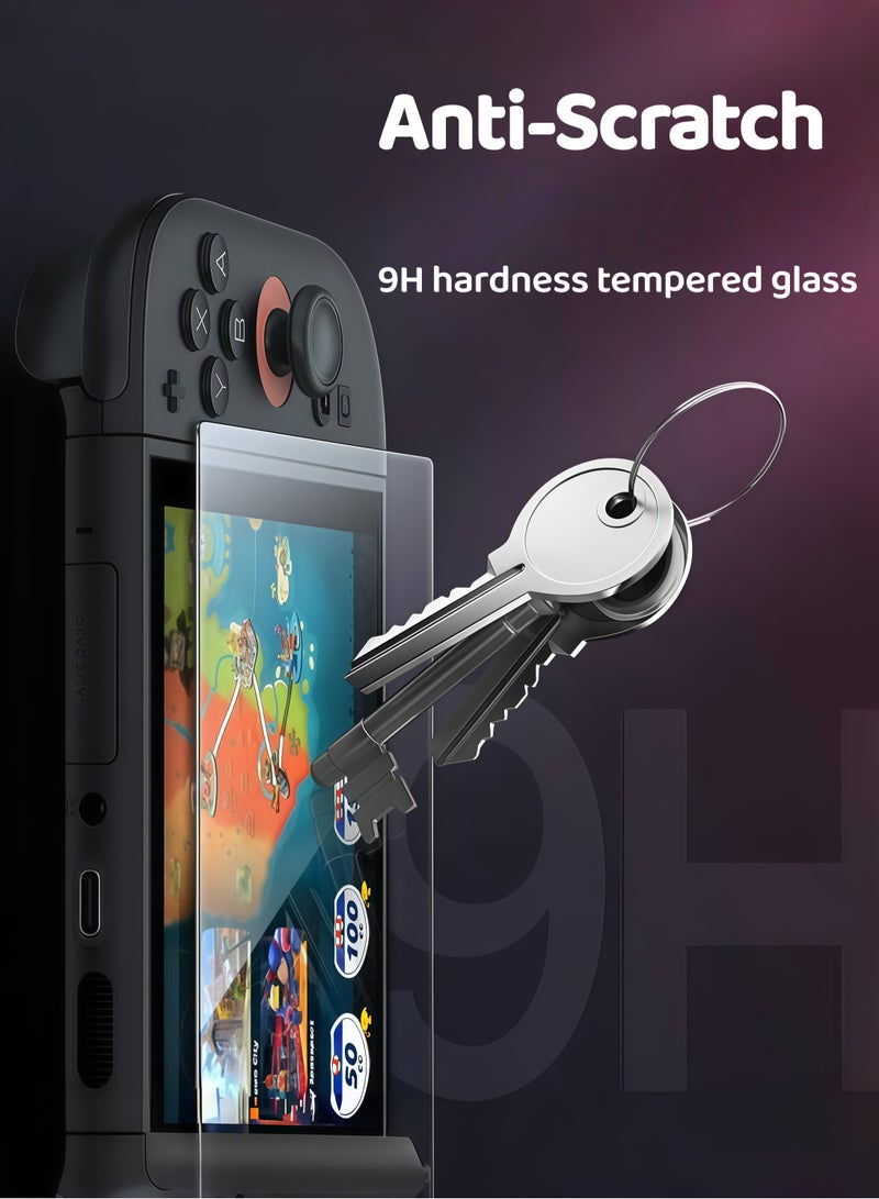 CoolRabbie 2-Pack Tempered Glass Screen Protector for Nintendo Switch 2 (2025)Anti-Glare with Auto-Alignment,Anti Blue Light 9H Glass Matte Switch2 Screen Protector,Dust Free,Bubble-Free,Ultra-Clear,With 6 Pcs Thumb Grip Caps for Joy-Con 2 Controllers,Black,3 Pairs(6pcs) - Image 5