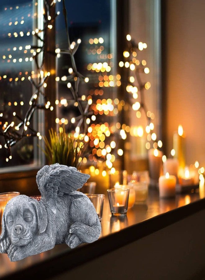 MiDube Dog Memorial Stone Resin Statue Pets Sleeping Angel Dog Keepsake Marker Grave Handmade for Cemetery - Image 3