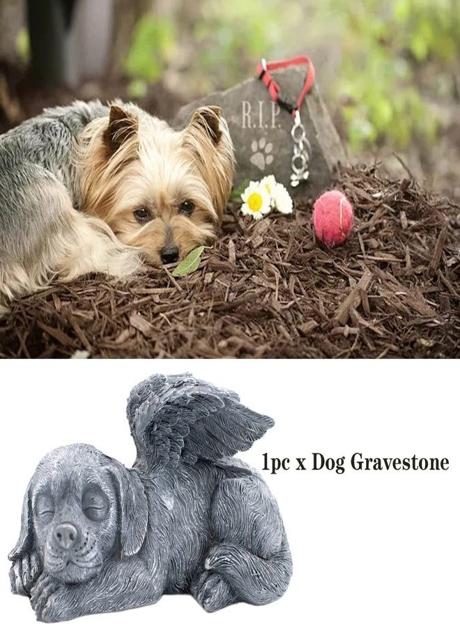 MiDube Dog Memorial Stone Resin Statue Pets Sleeping Angel Dog Keepsake Marker Grave Handmade for Cemetery - Image 4