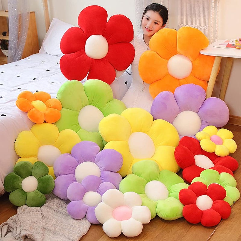 lannery Flower Plush Throw Pillows  Flower Floor Pillow Seating Cushion Toy for Reading  Room  Watching TV (19.7""  Green) - Image 3