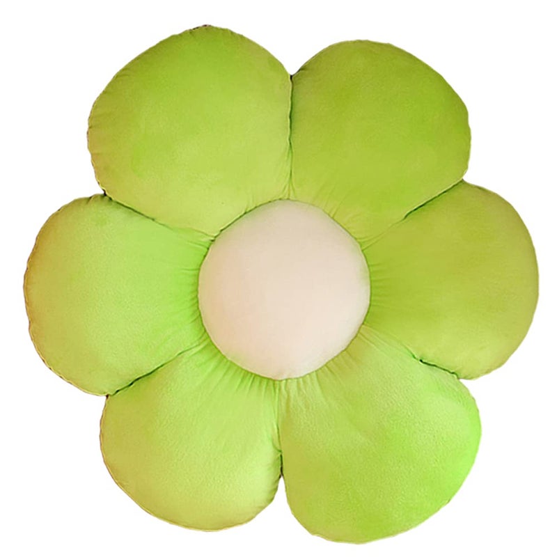 lannery Flower Plush Throw Pillows  Flower Floor Pillow Seating Cushion Toy for Reading  Room  Watching TV (19.7""  Green) - Image 1