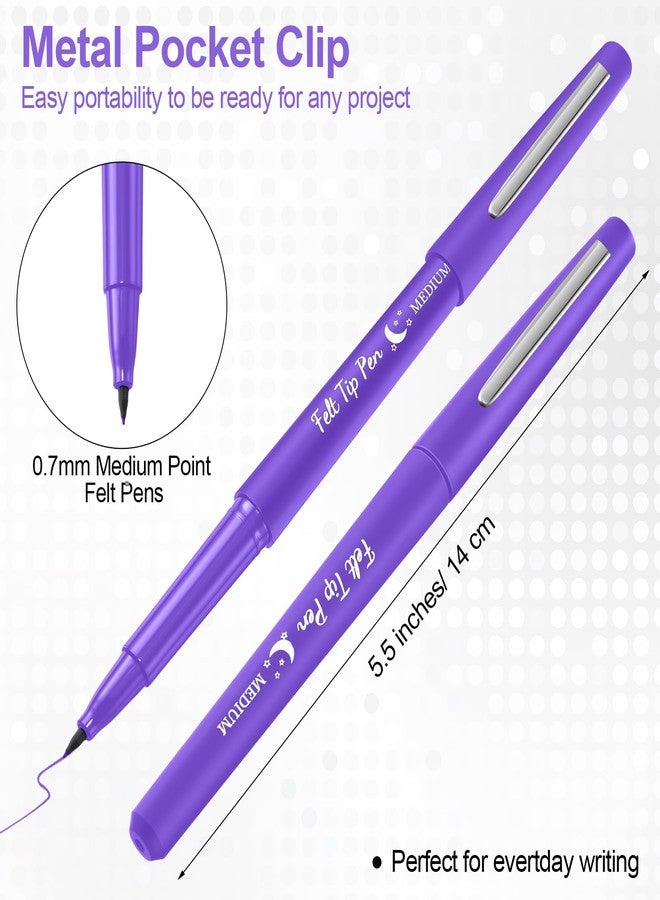 Fuyoooo 36 Pcs Felt Tip Pens 0.7mm Medium Point Colored Felt Tip Pens for Journaling Planner Writing Note-taking Art Office and School Supplies(Purple) - Image 2