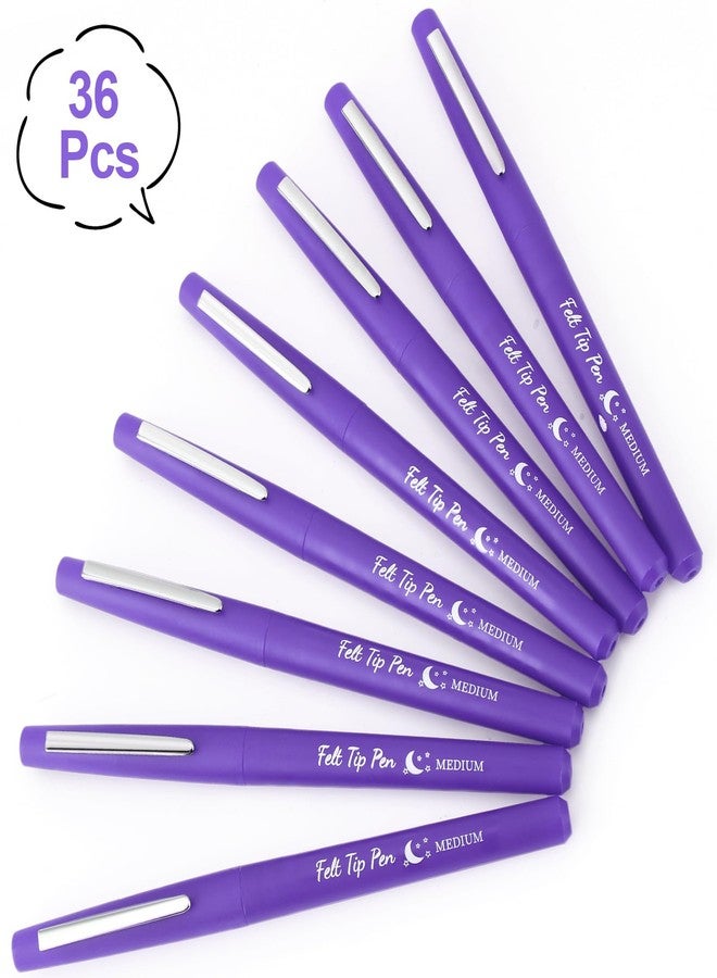 Fuyoooo 36 Pcs Felt Tip Pens 0.7mm Medium Point Colored Felt Tip Pens for Journaling Planner Writing Note-taking Art Office and School Supplies(Purple) - Image 3