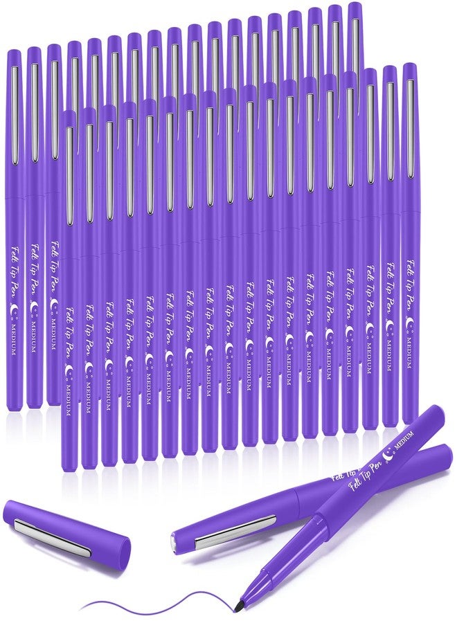 Fuyoooo 36 Pcs Felt Tip Pens 0.7mm Medium Point Colored Felt Tip Pens for Journaling Planner Writing Note-taking Art Office and School Supplies(Purple) - Image 1