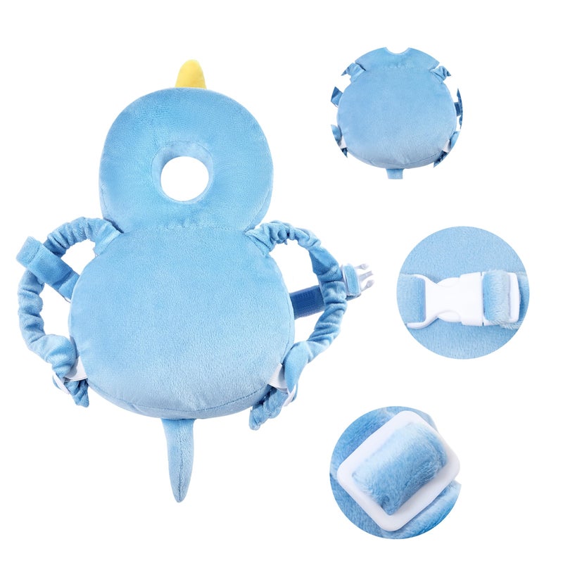 KingCheer Baby Back Potection Toddler Safety Protector Cushion Pad Toddler Backpack for Crawling Walking Adjustable Toddlers Back Safety Pad for Boys and Girls(Blue Dinosaur) - Image 5