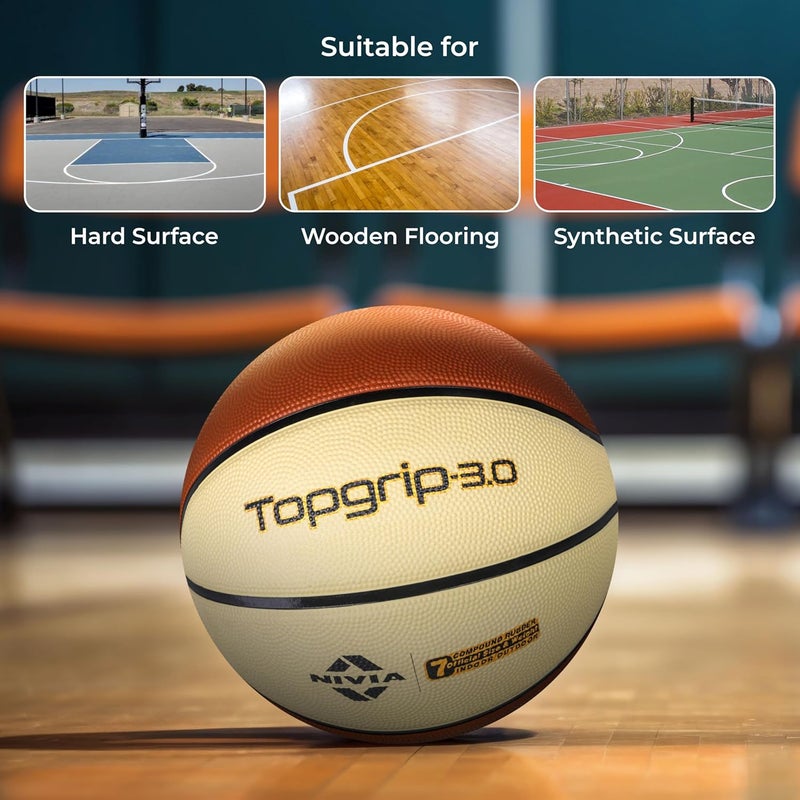 Nivia Top Grip 3.0 Basketbal, 8 Panels, Soft Rubber Cover Molded, Butyl Threadwounded Bladder, For All Indoor & Outdoor Surfaces (Multicolor, Size - 6) - Image 4