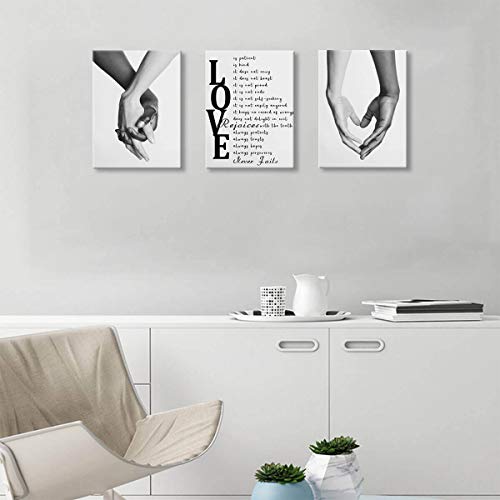 PulsatingFingertip Canvas Wall Art for Bedroom Black and White Wall Art Decor for Home Walls Black Art Paintings for Wall Pictures for Bedroom Wall Decor for Couples 3 Pieces Canvas Art Wall Decor Set 12x16inchx3pcs - Image 4