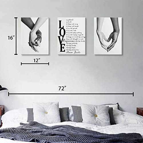 PulsatingFingertip Canvas Wall Art for Bedroom Black and White Wall Art Decor for Home Walls Black Art Paintings for Wall Pictures for Bedroom Wall Decor for Couples 3 Pieces Canvas Art Wall Decor Set 12x16inchx3pcs - Image 2