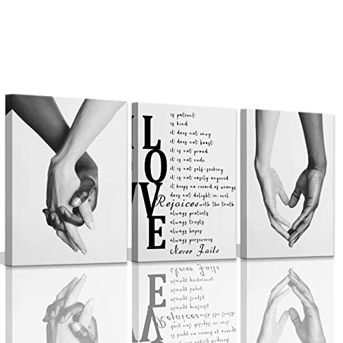 PulsatingFingertip Canvas Wall Art for Bedroom Black and White Wall Art Decor for Home Walls Black Art Paintings for Wall Pictures for Bedroom Wall Decor for Couples 3 Pieces Canvas Art Wall Decor Set 12x16inchx3pcs - Image 1