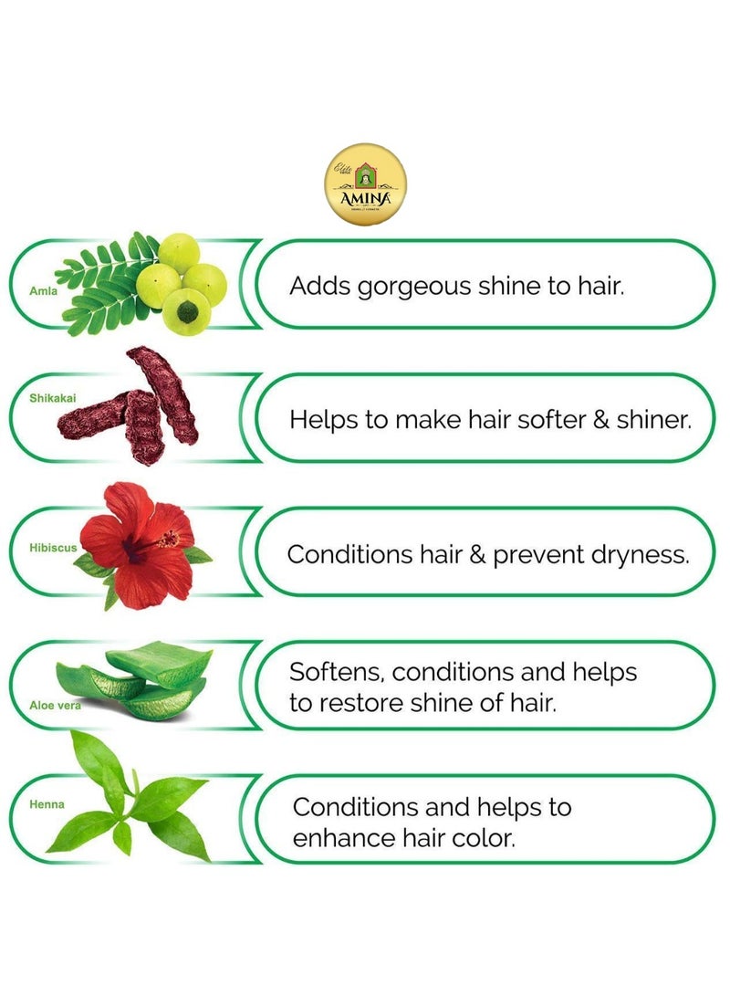 Amina Natural Brown Herbal Henna Powder For Hair Color, Natural Black Hair, Herbal Conditioning Hair Dye for Silky & Shiny Soft Hair Colour for Men & Women (35 Gms x Pack Of 10) - Image 5