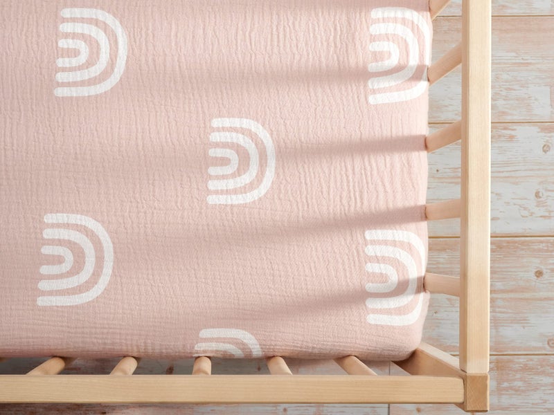Meracorallo Muslin Fitted Crib Sheet, Soft and Breathable Rainbow Baby Crib Sheet for Standard Crib and Toddler Mattresses - Image 4