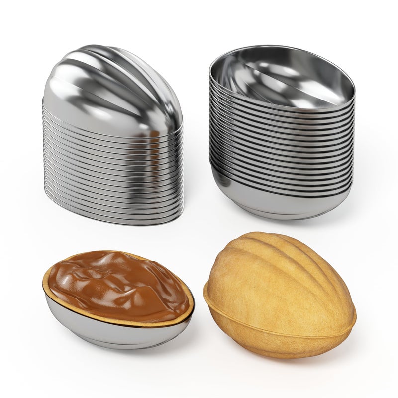 BIOL Lot 40 Oreshki Mold Oven Cookies Maker Oreshnitsa ÐžÑ€ÐµÑˆÐ½Ð¸Ñ†Ð° - Cookie Mold Oreshek Cake - Nut Cookie Shaped Molds - Mini Metal Mold Form Nuts for Sweet Russian Nuts Oreshki Molding for Baking - Image 1