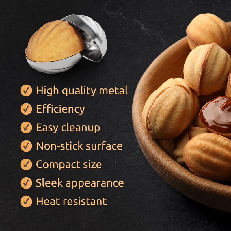 BIOL Lot 40 Oreshki Mold Oven Cookies Maker Oreshnitsa ÐžÑ€ÐµÑˆÐ½Ð¸Ñ†Ð° - Cookie Mold Oreshek Cake - Nut Cookie Shaped Molds - Mini Metal Mold Form Nuts for Sweet Russian Nuts Oreshki Molding for Baking - Image 3