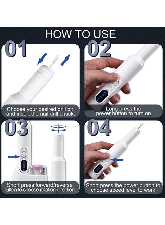 general Electric Nail Drill Machine,20000RPM Electric Nail Drill Kit with Dual Charge Ports,71Pcs Portable 3-Speed Forward and Reverse Rechargeable Nail File Set for Acrylic Nails DIY Manicure Pedicur - Image 2