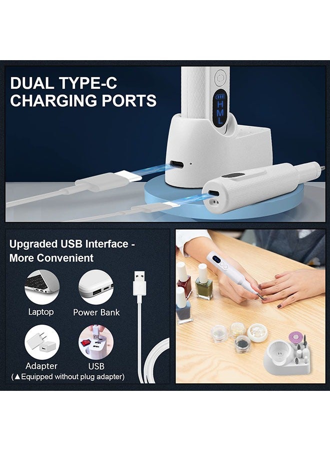 general Electric Nail Drill Machine,20000RPM Electric Nail Drill Kit with Dual Charge Ports,71Pcs Portable 3-Speed Forward and Reverse Rechargeable Nail File Set for Acrylic Nails DIY Manicure Pedicur - Image 3