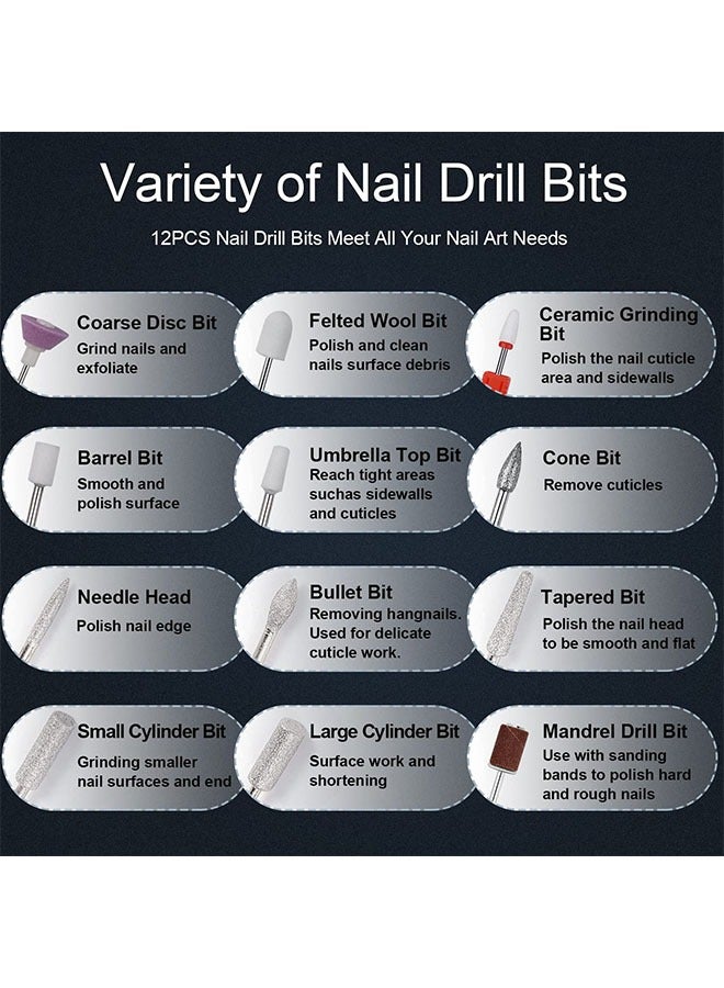 general Electric Nail Drill Machine,20000RPM Electric Nail Drill Kit with Dual Charge Ports,71Pcs Portable 3-Speed Forward and Reverse Rechargeable Nail File Set for Acrylic Nails DIY Manicure Pedicur - Image 5