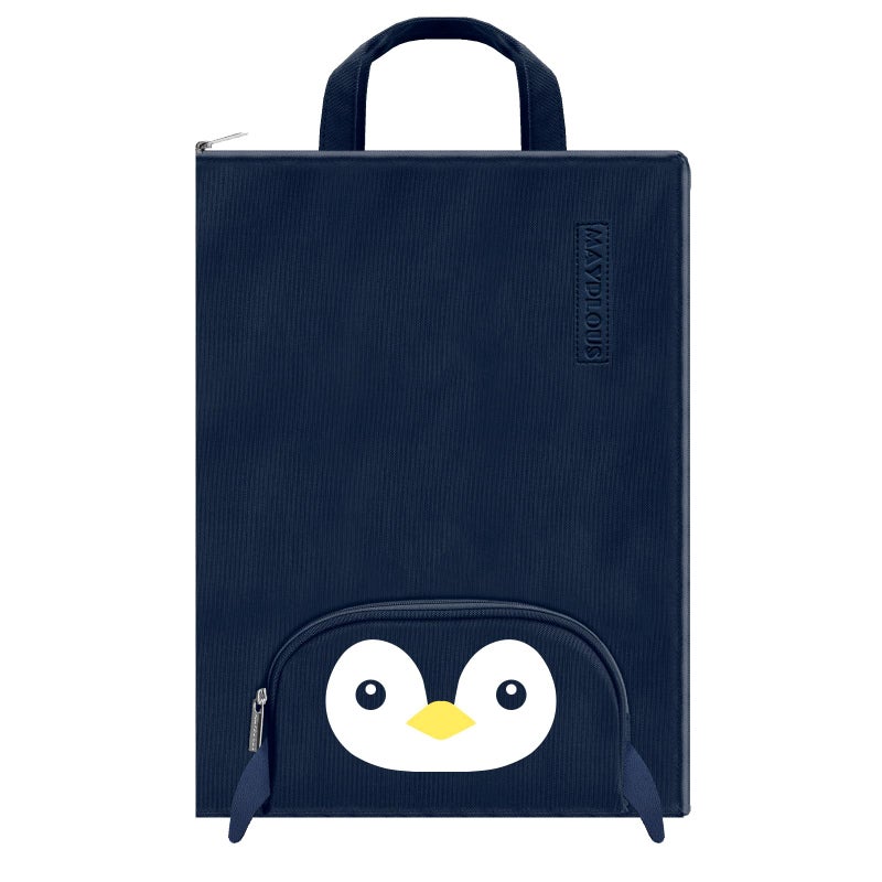 Mayplous A4 Document Bag Portable File Organizer with Zipper Handle Large 37x27 cm Portfolio Folder for Office School Business Travel Conferences Penguin - Image 2