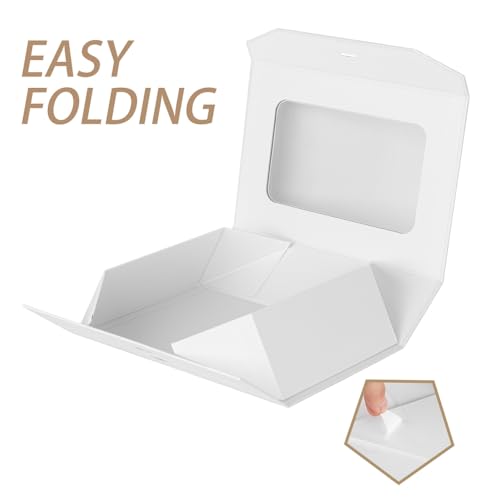 PLINJOY White Gift Box for Presents with Ribbon 10.8x7.5x3.5 Inches Clear Gift Box with Window Magnetic Closure Gift Boxes with Lids - Image 2